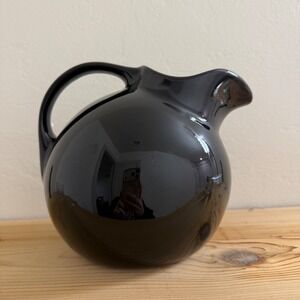 Vintage Hall China 633 Black Ball Water Pitcher‎ Art Deco Ceramic Mid Century